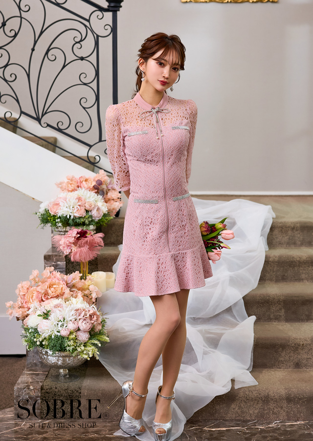 DEA. by ROBE de FLEURS】ストレッチ/ ジッパー/ リボン/ オフ DEA. by ROBE de FLEURS】ストレッチ/ ジッパー/ リボン/ オフ