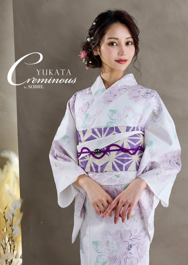 浴衣 雪花絞り調 有松鳴海絞り調 綿100% 夏着物 大人浴衣 紫 Plum