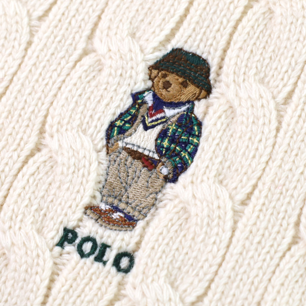 ポロ ラルフローレン メンズ レディース マフラー ポロベア ボーダー ライン POLO Ralph Lauren クリケット ケーブル編み クマ  毛糸 PC1157