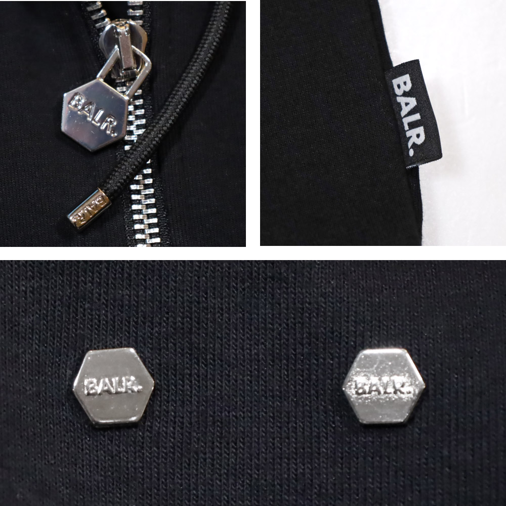 ボーラー メンズ ブランド メタル ロゴ ジップ パーカー ファスナー BALR. Q-Series Straight Zip Thru Hoodie  B1267.1001 ストレート フード ジップアップ