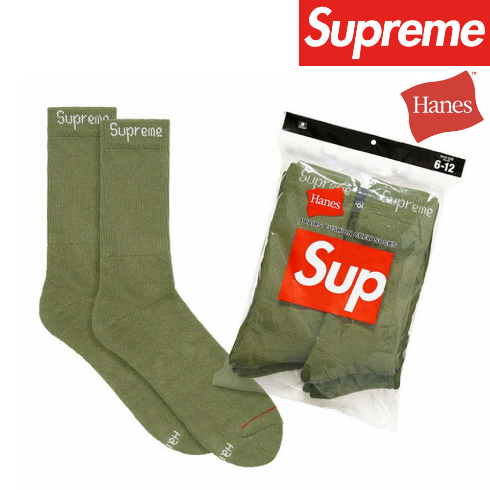 Supreme Hanes Crew Socks ソックス 靴下 黒白 各1足z