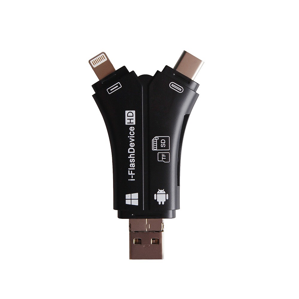 4in1 マルチ SDカード リーダー iPhone Android PC microSD USB ドライブレコーダー 双方向 Type-C MicroB パソコン アイフォン アンドロイド スマホ 多機能