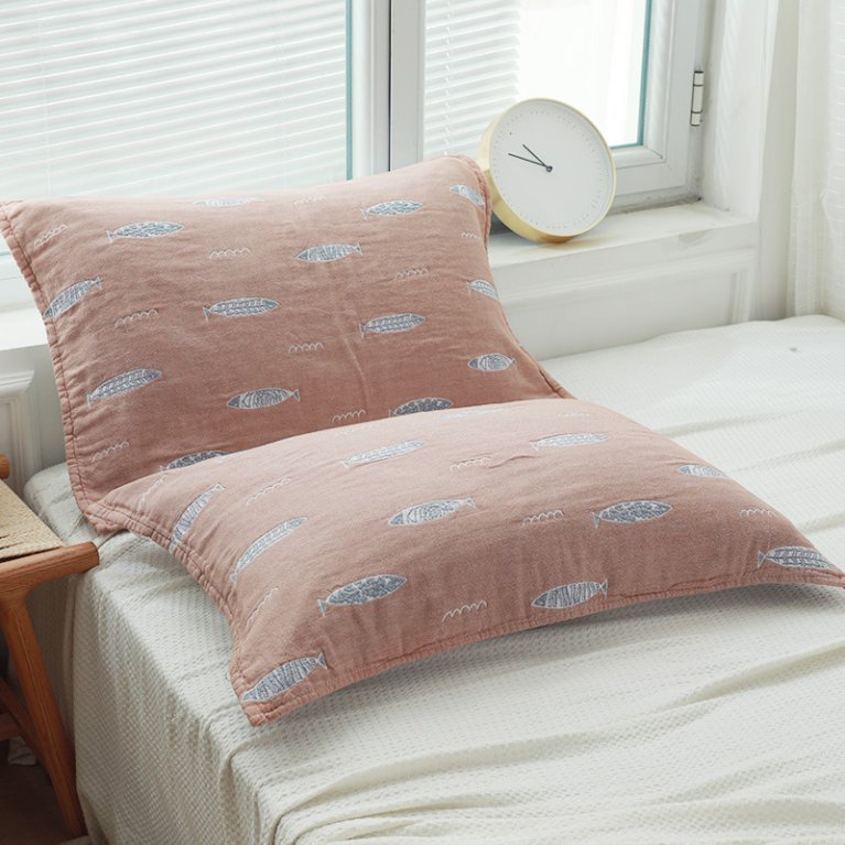 2枚セット　枕カバー　タオル式　4重ガーゼ　コットン　寝具　枕ピロー　