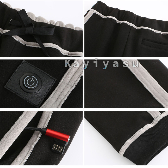 電熱パンツ ヒーター8つ 裏起毛 ロング ヒーターパンツ スウェット