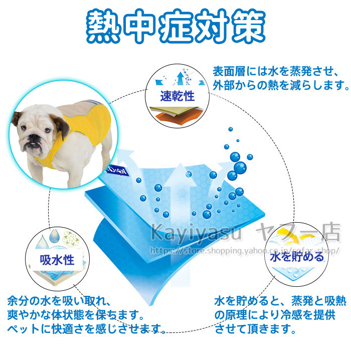 送料無料 犬 大型犬 中型犬 小型犬 クール 犬用夏服 ドッグウェア 冷感犬服 快適通気 着脱収納簡単 小型犬 ペット クーリングベスト 夏熱中症対策