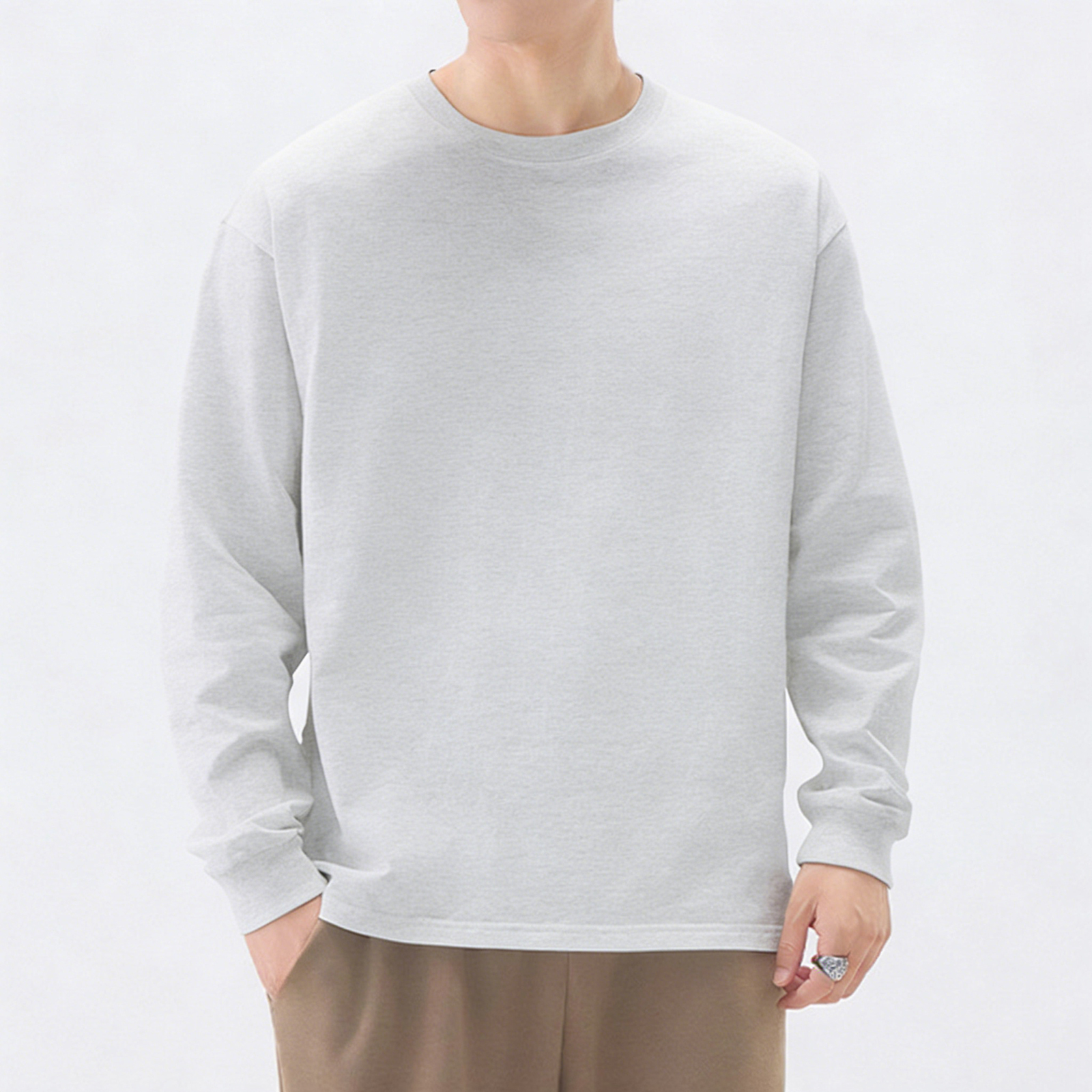 長袖 Tシャツ メンズ 100%綿 9.2オンス 無地 肉厚生地 クルーネック