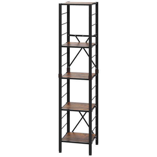 スチールラック 5段 ブラック・ブラウン 木製棚板スチールラック 5段 MSRK-5 ブラウン×ブラック 7182865