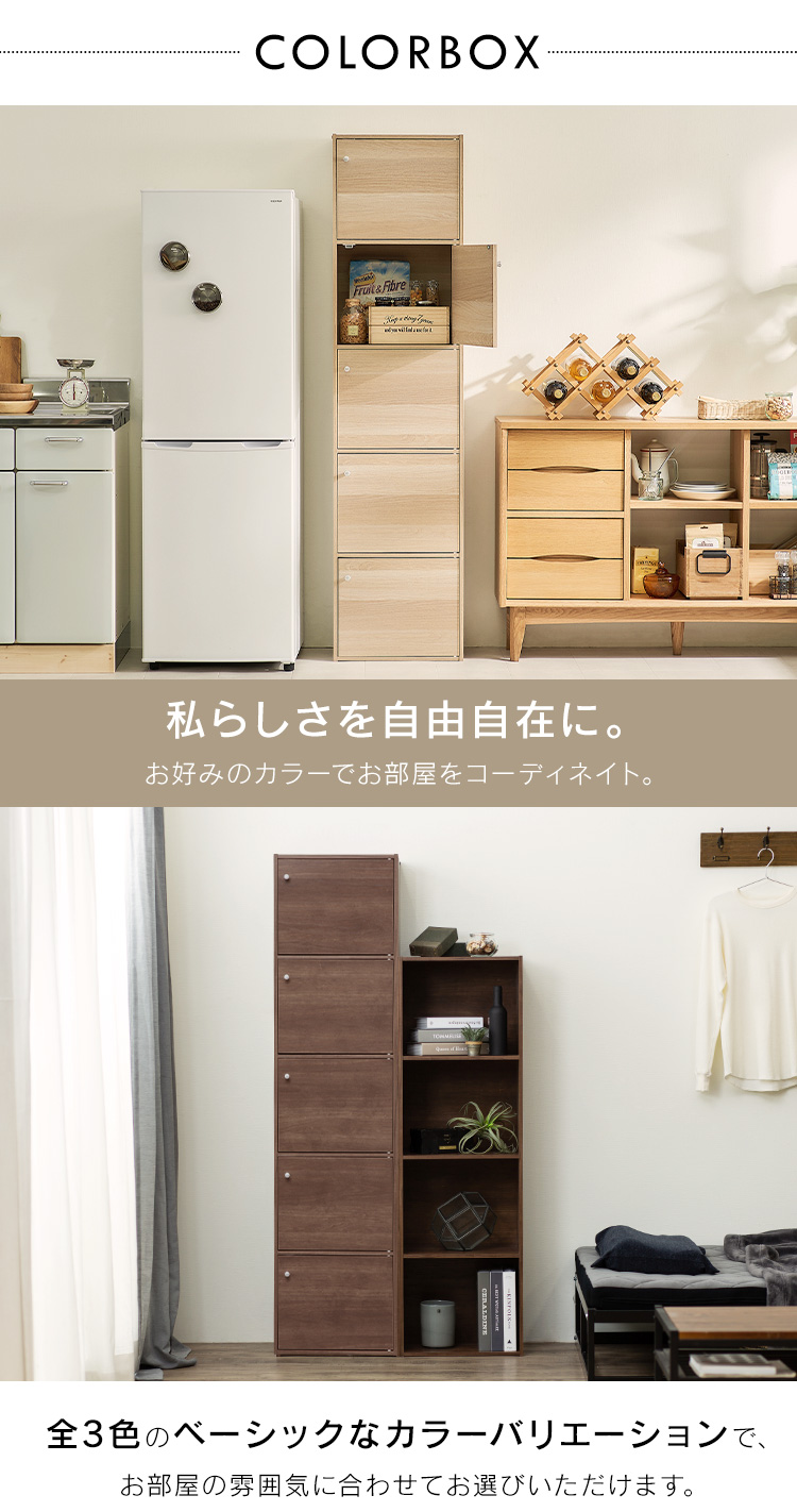 IRIS OHYAMA カラーボックス 収納 扉 5段 サイズ スリム 収納