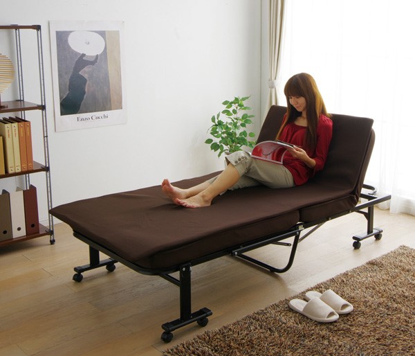 アイリスオーヤマ　折りたたみベッド　OTB-MTN　ブラウン【完成品】