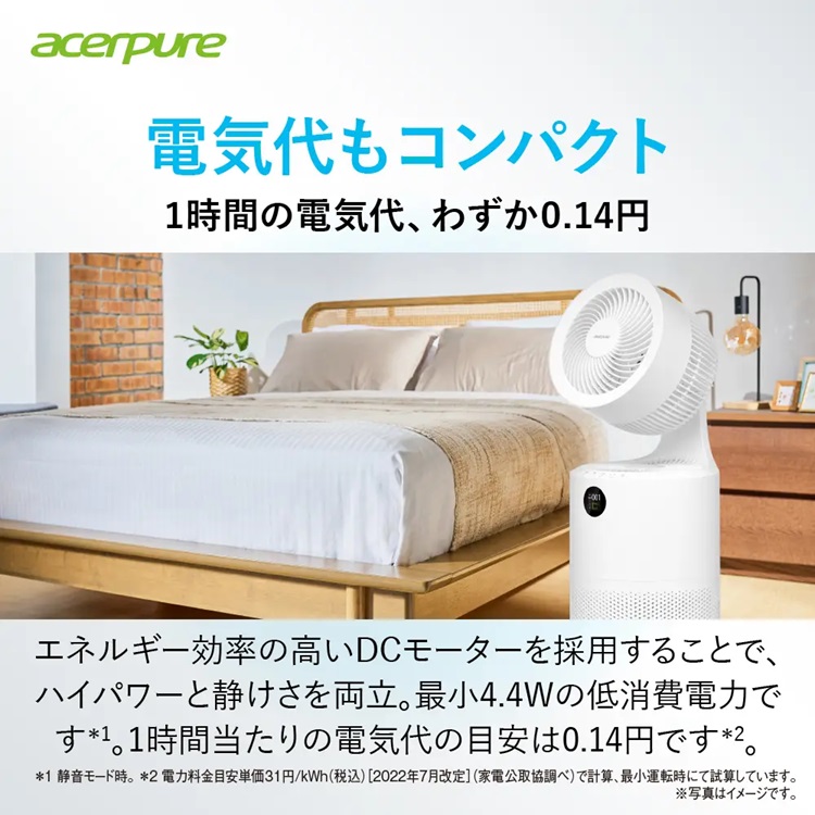 空気清浄機 サーキュレーター Acerpure Cool 360度吸引 UVC ホワイト