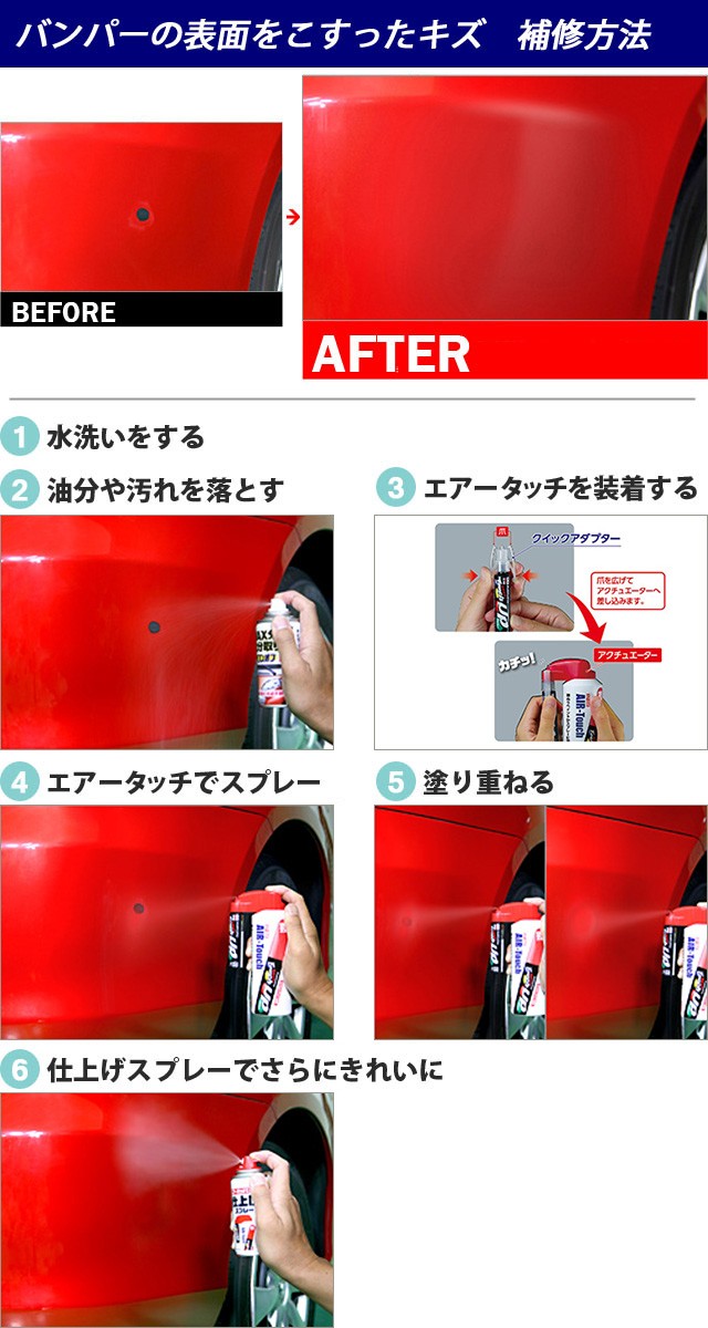 ソフト99 定番カラーのタッチアップペン(別売)とエアータッチで