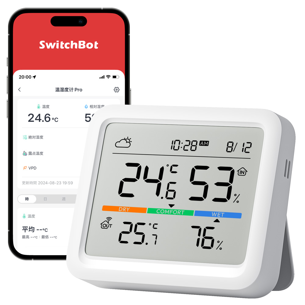 SwitchBot（スイッチボット） 温湿度計 Pro 温湿度 快適指数 日時 天気