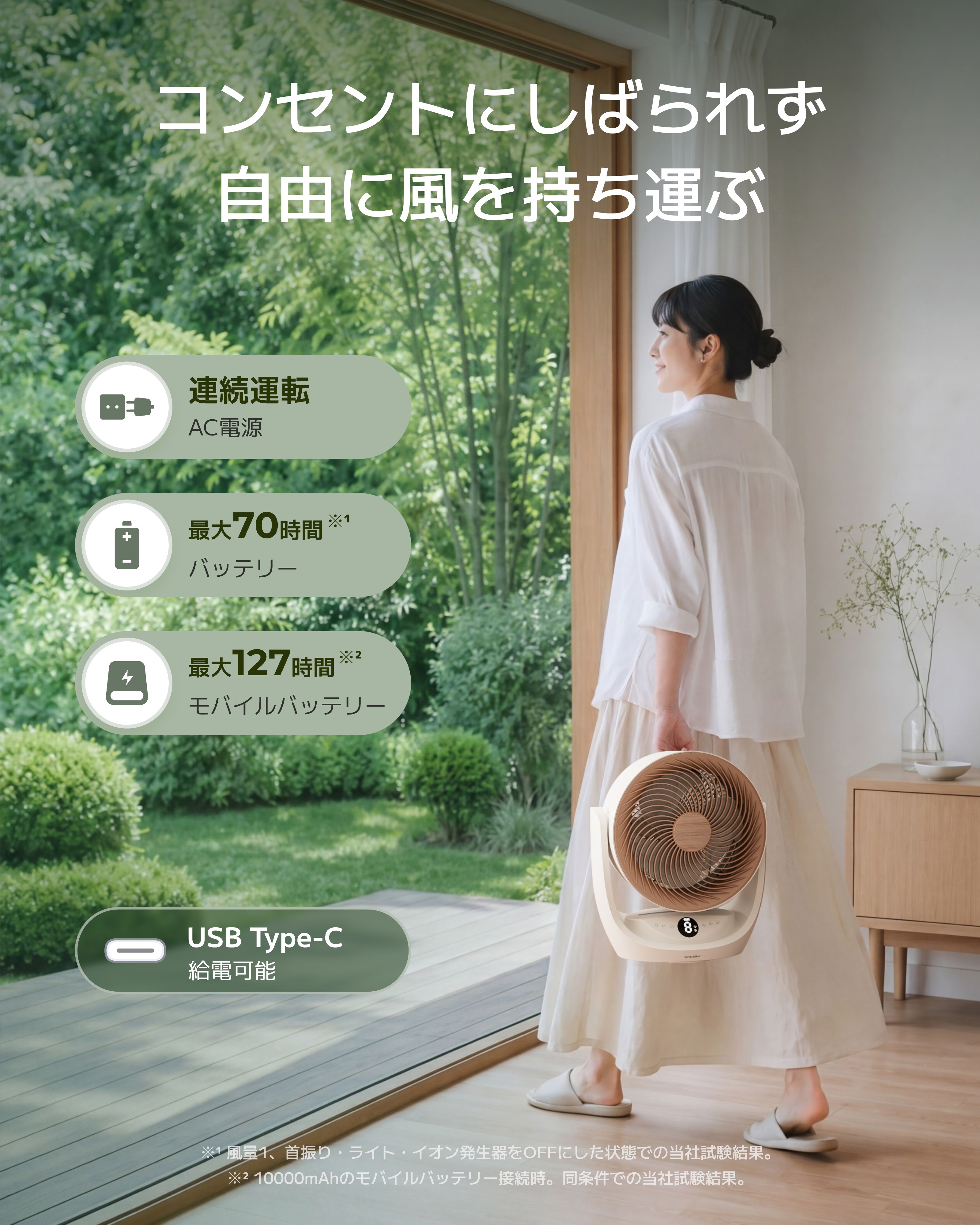 SwitchBot サーキュレーター コードレス 3in1空気洗浄 Matter対応 スマートサーキュレーター 2 Pro アイボリー ブラック | SwitchBot | 03