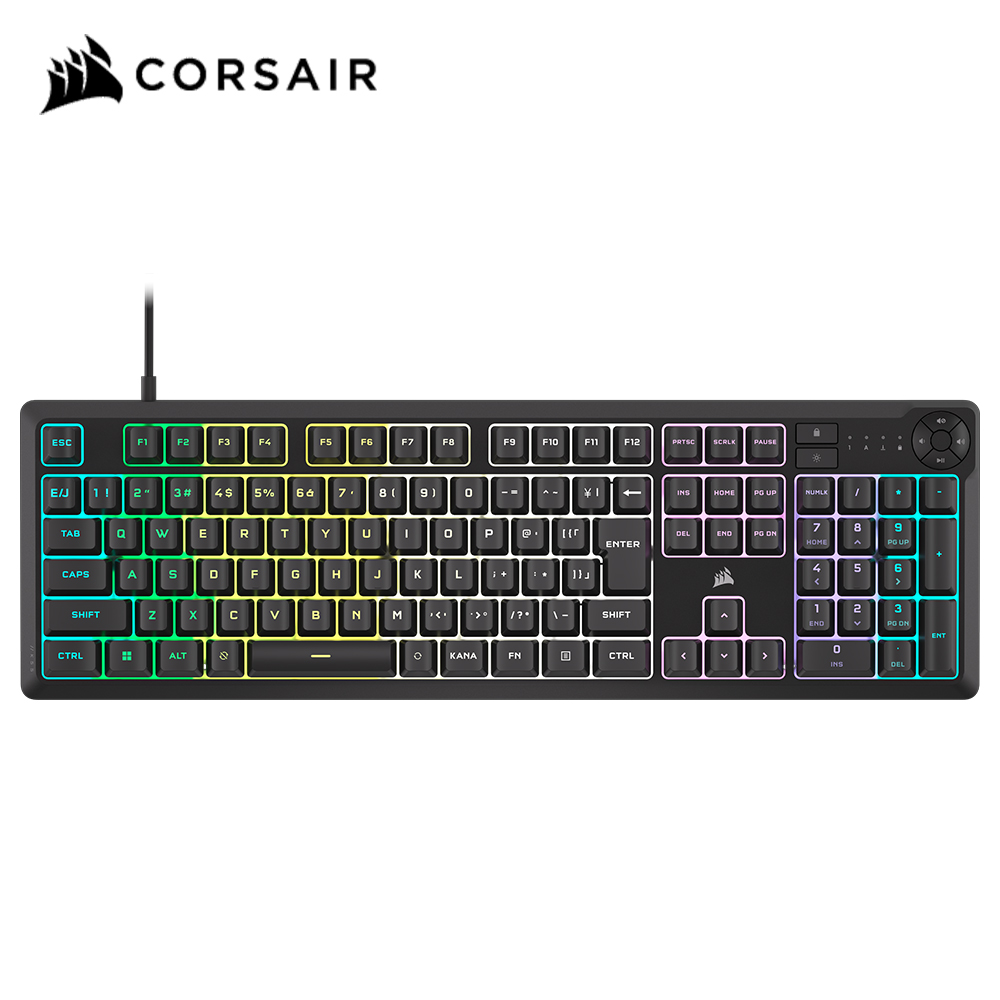 Corsair バックライト付きキーボード 本体 CORSAIR、静音メカニカルキーを採用するバックライト発光対応