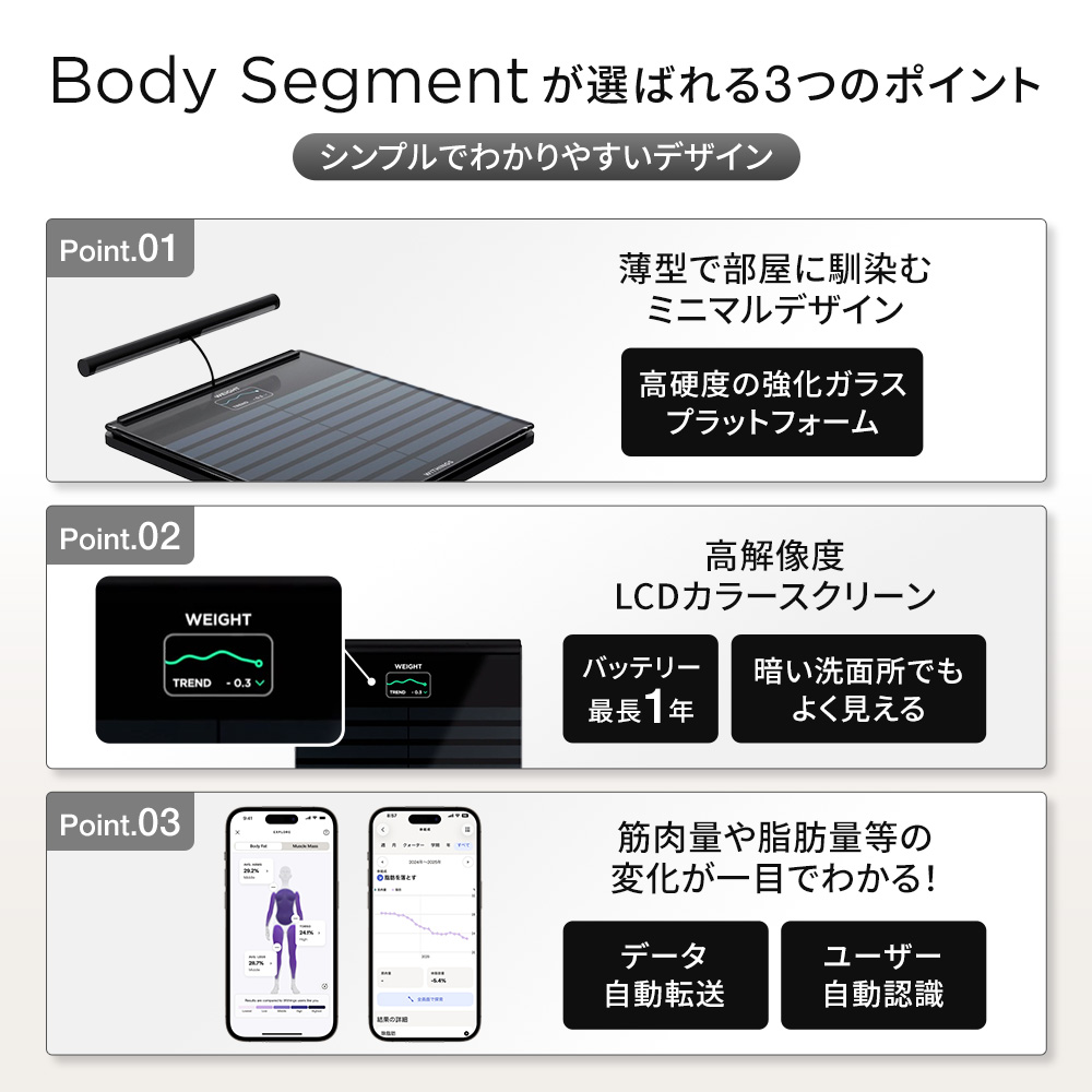 Withings Withings Body Segment ブラック／ホワイト スマート体重計
