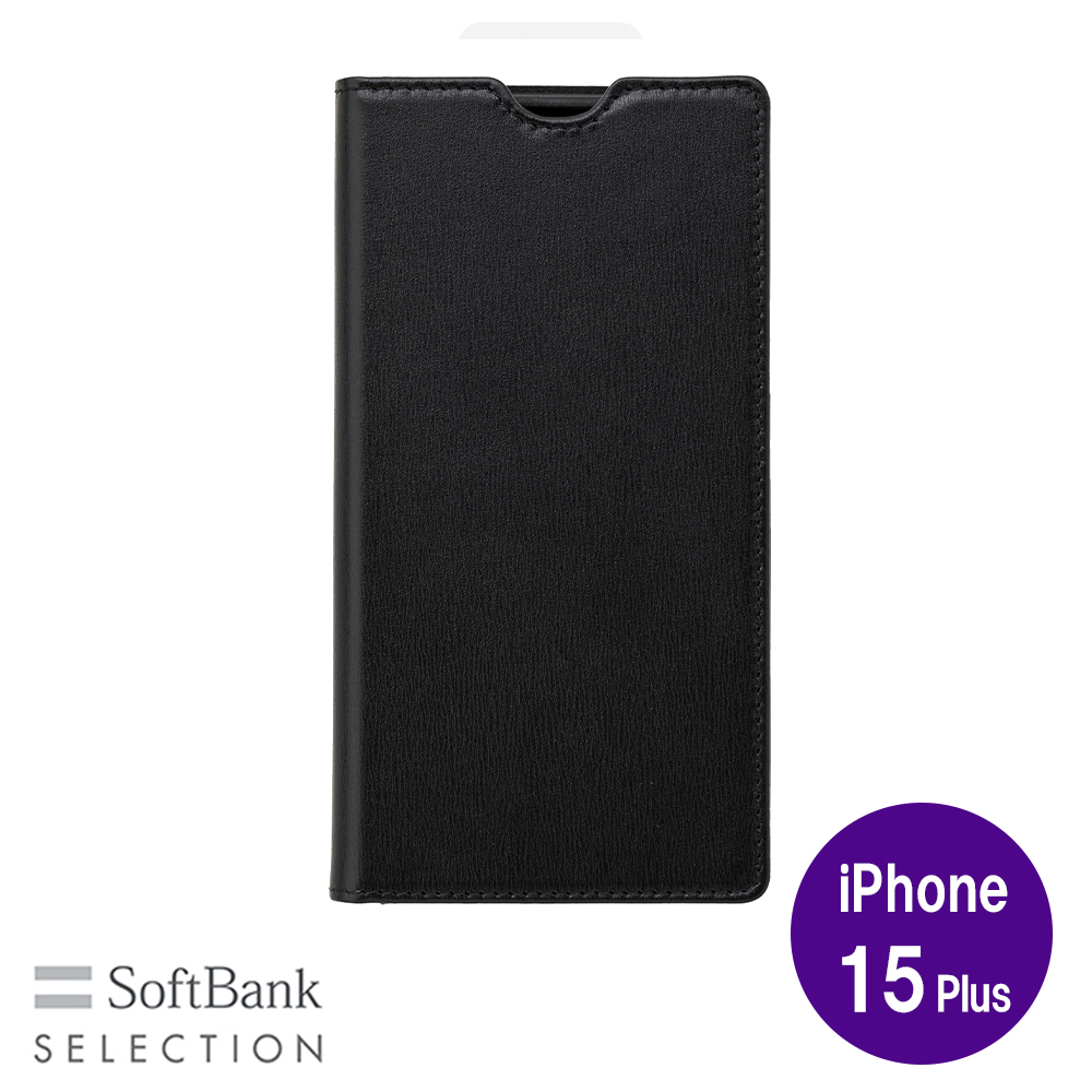 SoftBank SELECTION Leather Flip for iPhone 15 Plus / ブラック