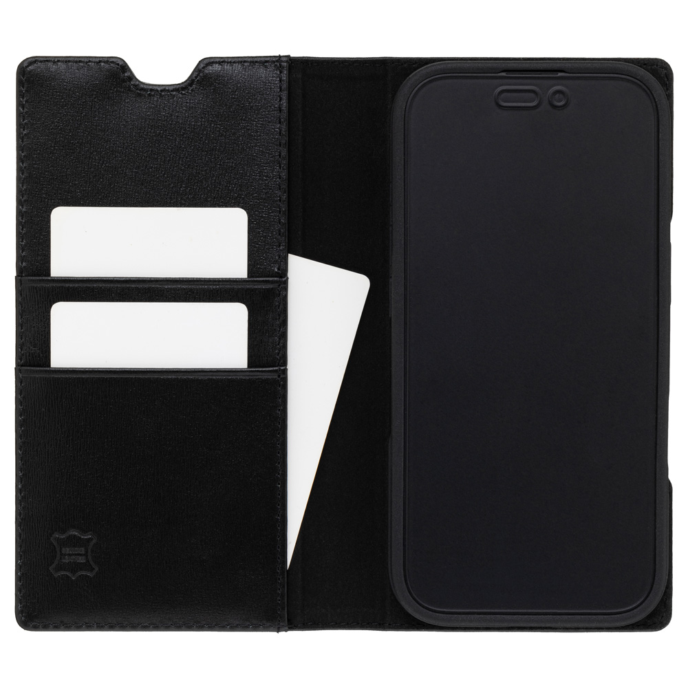 SoftBank SELECTION Leather Flip for iPhnoe 16 Pro ブラック 手帳型 カードポケット 本革 SB-I020-FPLS/BK | SoftBank SELECTION | 05