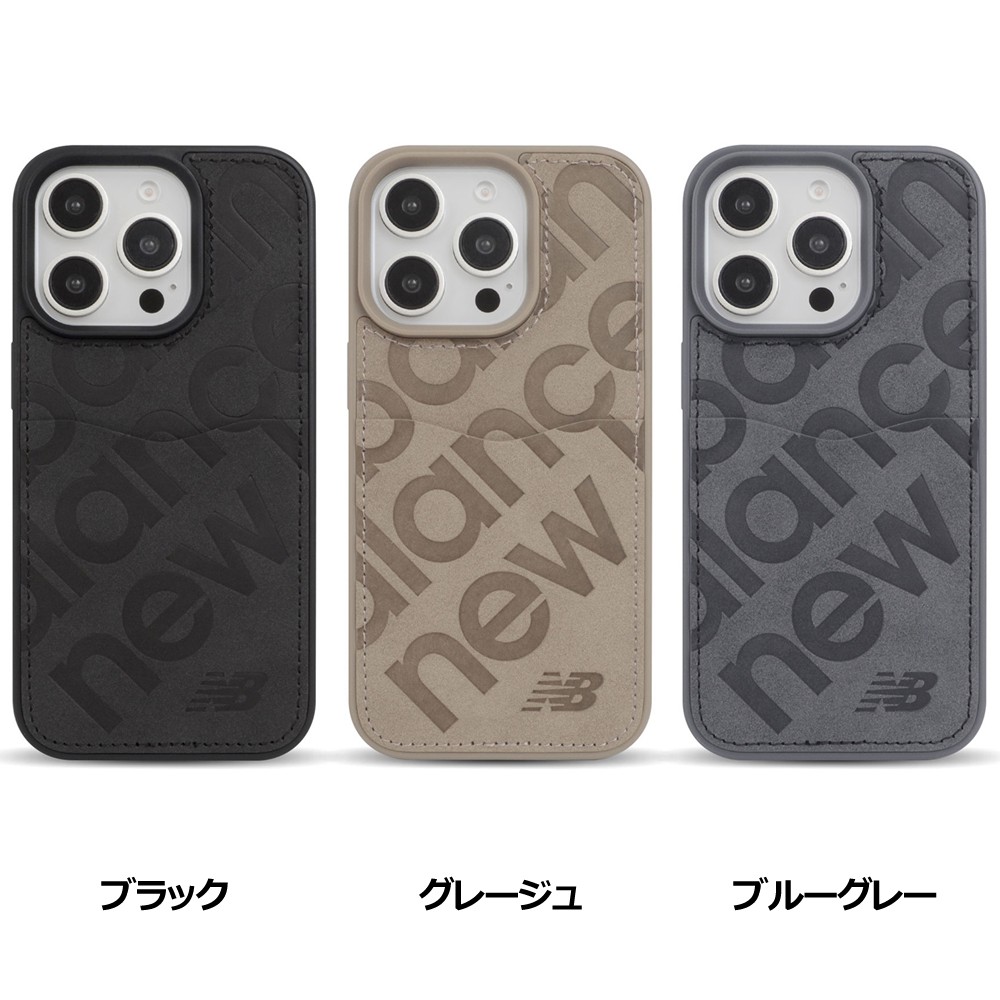 iPhone 16 Pro new balance [カード収納付き背面ケース/スタンプロゴスエード]