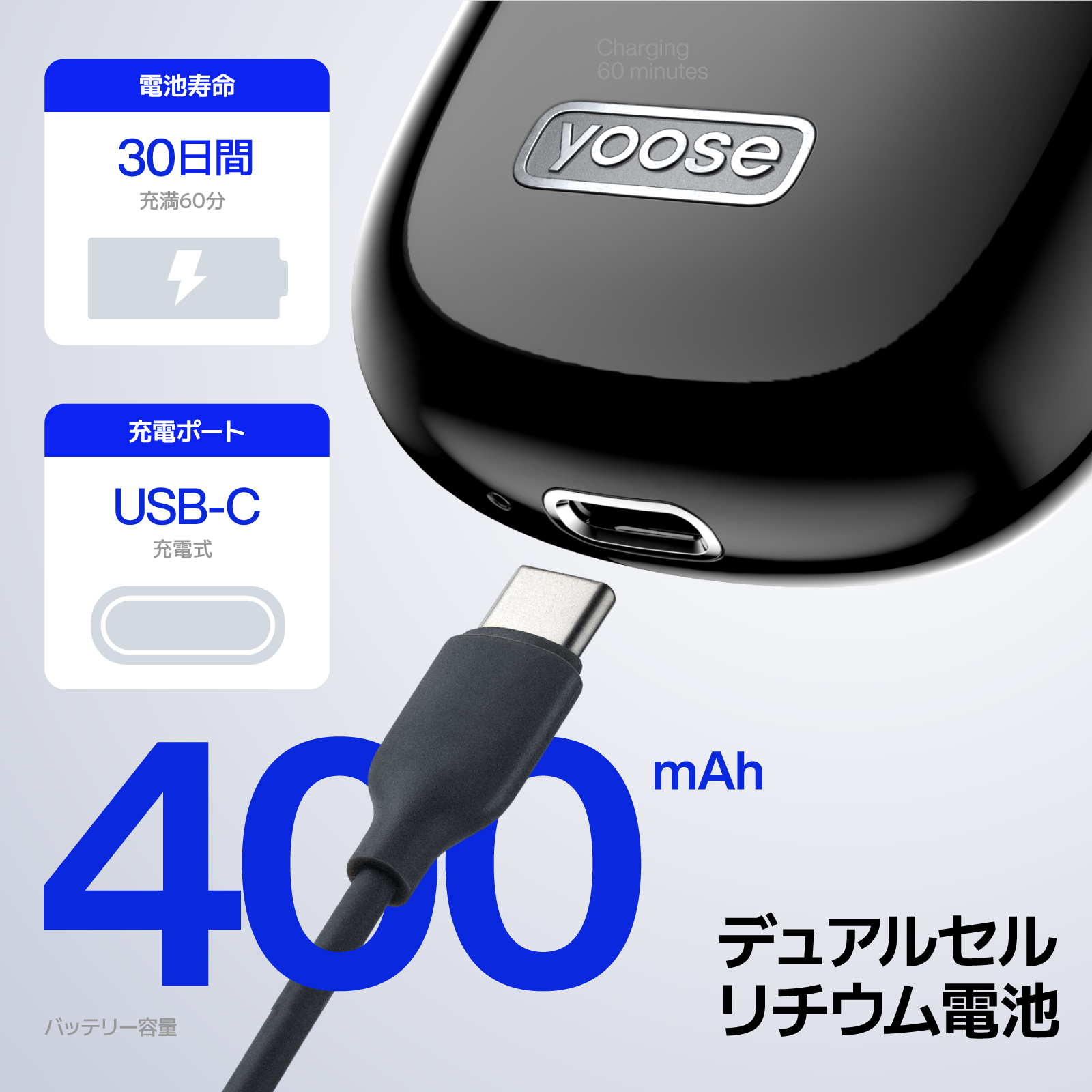 電動シェーバー Yoose Miniシェーバー 2.0 電動髭剃り 防水 IPX7 専用