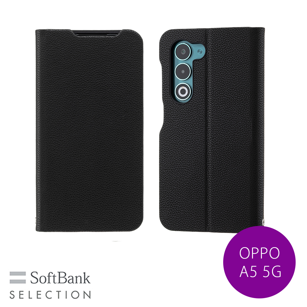 SoftBank SELECTION Stand Flip for OPPO A5 5G �u���b�N SB-A106-SDFB/BK �蒠�^ �X�^���h�t���b�v �J�[�h�|�P�b�g