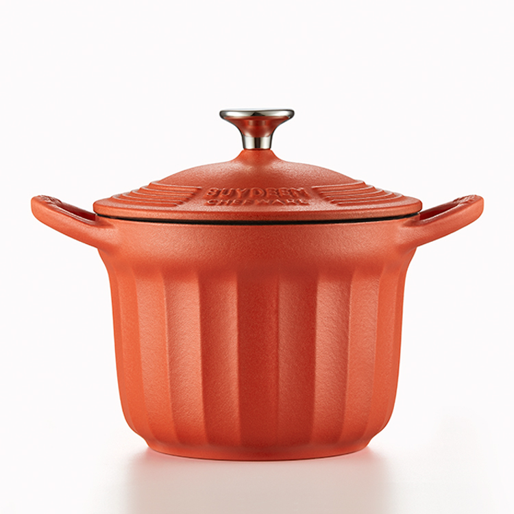 BUYDEEM ホーロー鍋16cm レッド 琺瑯 1台4役 揚げ 炊き おしゃれ 16cm