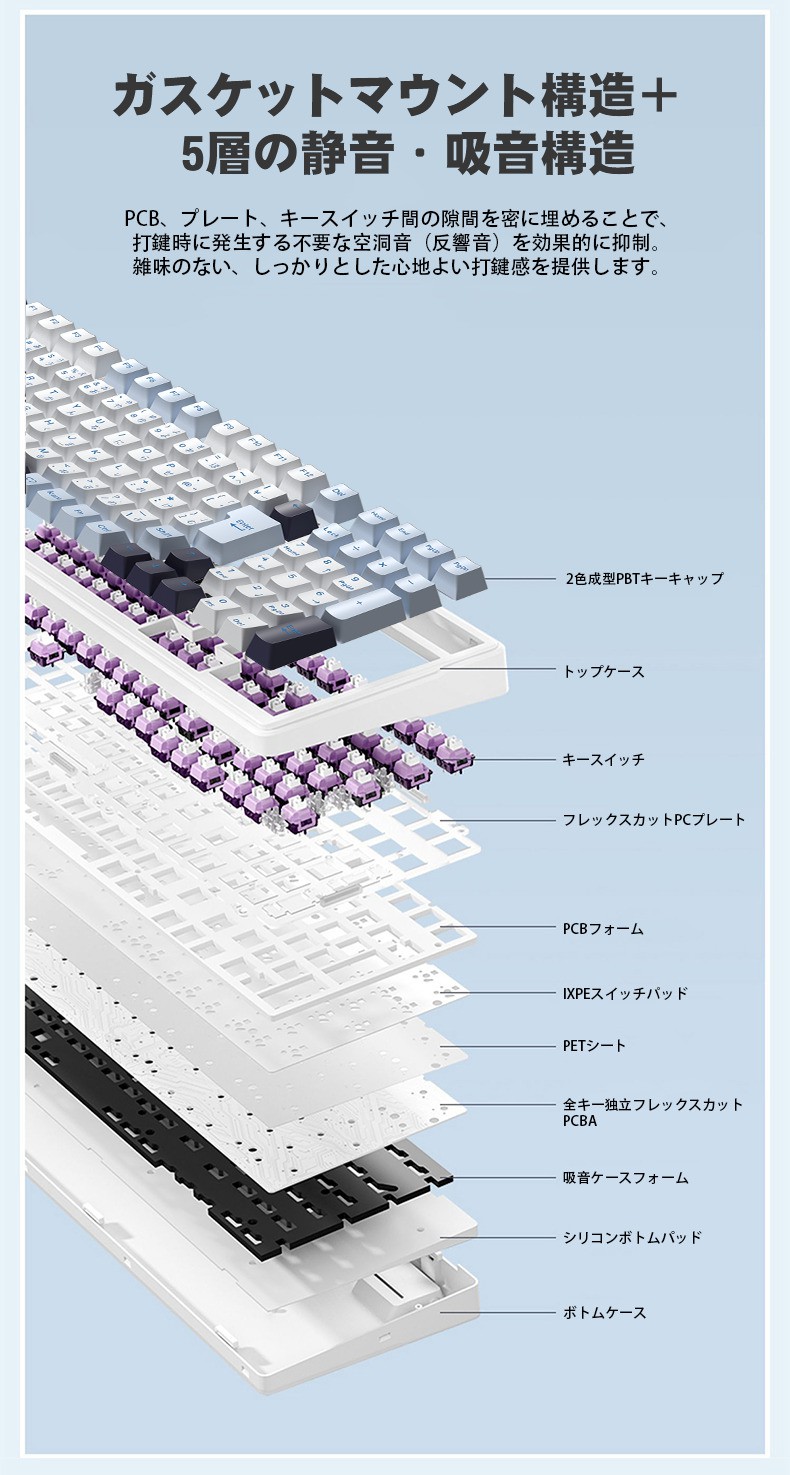 AULA F99J ワイヤレスキーボード Bluetooth対応 : トレテク