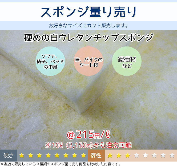 硬めの白ウレタンチップスポンジ 希望サイズ販売 Cw404 スポンジ専門店ソフトプレン 通販 Yahoo ショッピング