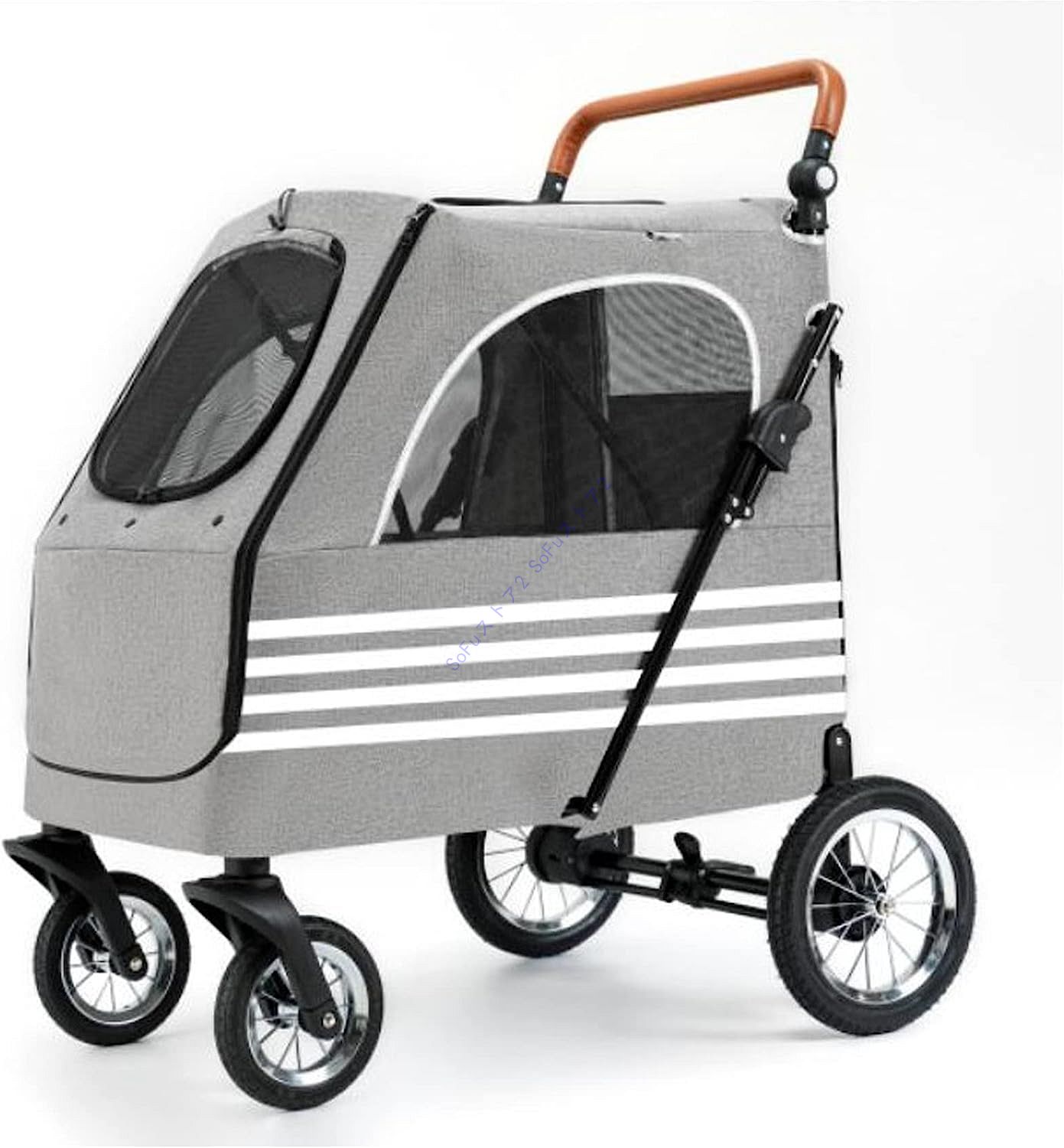  大型犬バギー ペットカート 犬用ベビーカー 犬 カート 猫 バギー 大型犬 多頭中小型犬?猫 四輪 多頭用 介護用 多機能 前後で入り可能 ポケット付き 軽量 折りた