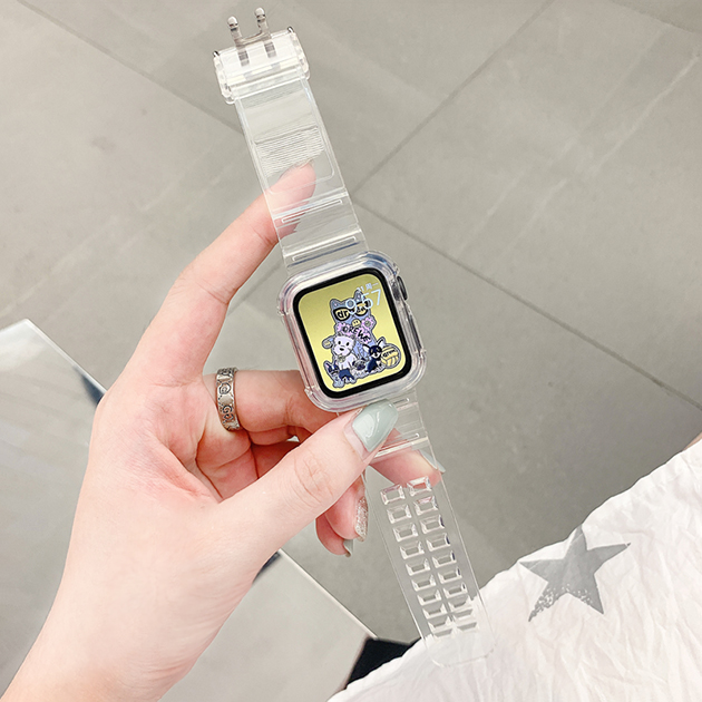 アップルウォッチ 9 SE バンド 女性 ベルト セット Apple Watch Ultra G 一体型 バンド 45mm シリコン 40mm 44mm クリア｜sofun｜07