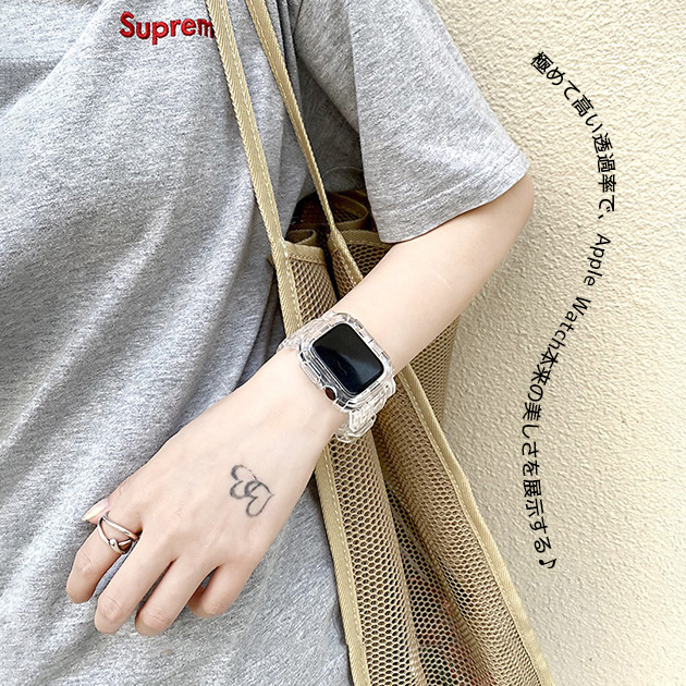 アップルウォッチ 9 SE バンド 女性 ベルト セット Apple Watch Ultra G 一体型 バンド 45mm シリコン 40mm 44mm クリア｜sofun｜09