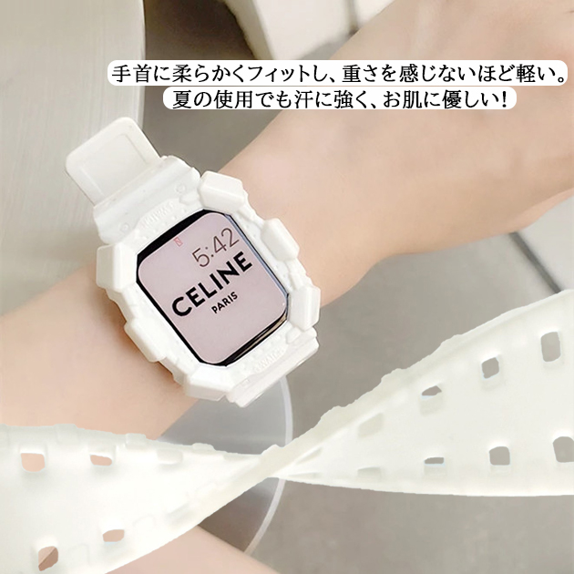 Apple Watch 9 SE バンド 女性 アップルウォッチ Ultra G 一体型 バンド 45mm シリコン ベルト セット 40mm 44mm スポーツ｜sofun｜21