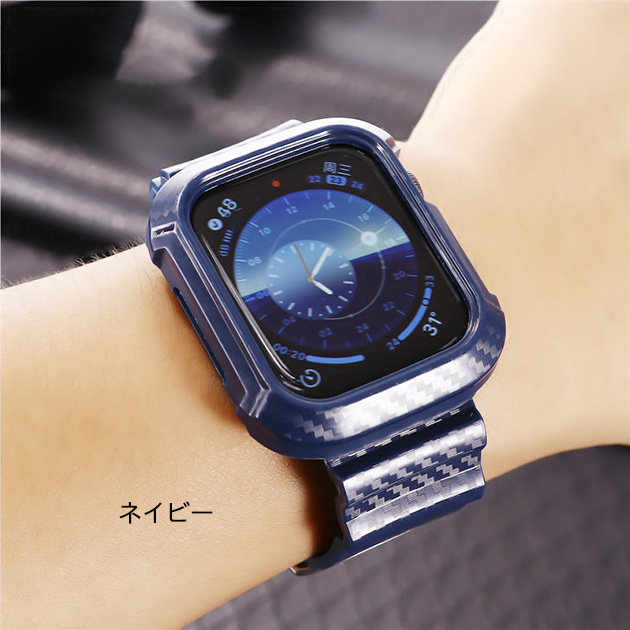 アップルウォッチ 9 SE バンド 45mm Apple Watch Ultra G 一体型 バンド シリコン ベルト セット 44mm 40mm メンズ カーボン｜sofun｜06