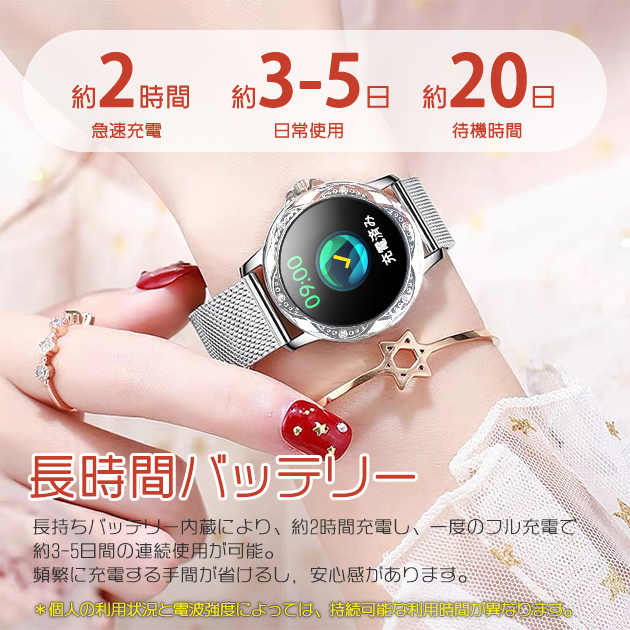スマートウォッチ 通話機能 レディース 丸型 2024最新 日本製センサー 血圧測定 体温 心拍数 血圧 女性用 防水 スマホウォッチ Apple iPhone対応｜sofun｜14