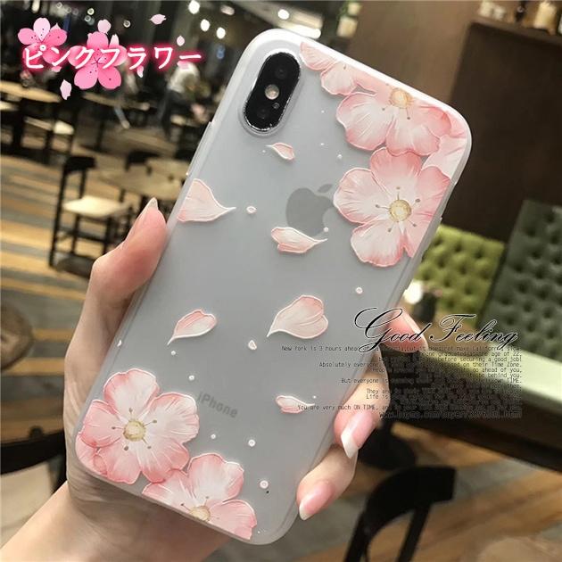 iPhoneX ケース　カバー　ピンク　花柄