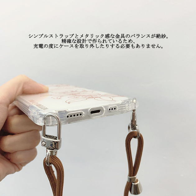 花柄 iPhone用ケース 取り外しストラップ付き iPhone 17e スマホケース iPhone17e 15 16e 携帯ケース クリア