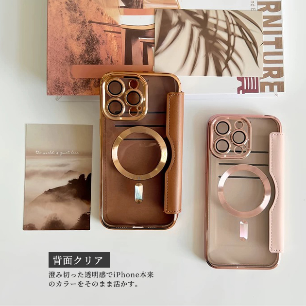 iPhone15 16e 17e 携帯ケース 手帳型 MagSafe iPhone17 16 ケース 手帳 アイフォン14 スマホケース 背面クリア キラキラ アイホン13 12 SE3 11 カバー 関連画像5