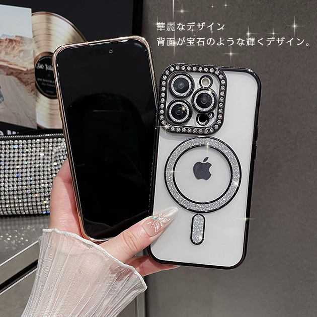 iPhone16e 15 17Pro ケース MagSafe 携帯 アイホン14 13 スマホケース キラキラ アイフォンSE3 12 携帯ケース スマホ 11 iPhoneケース クリア | iPhone 16e | 10