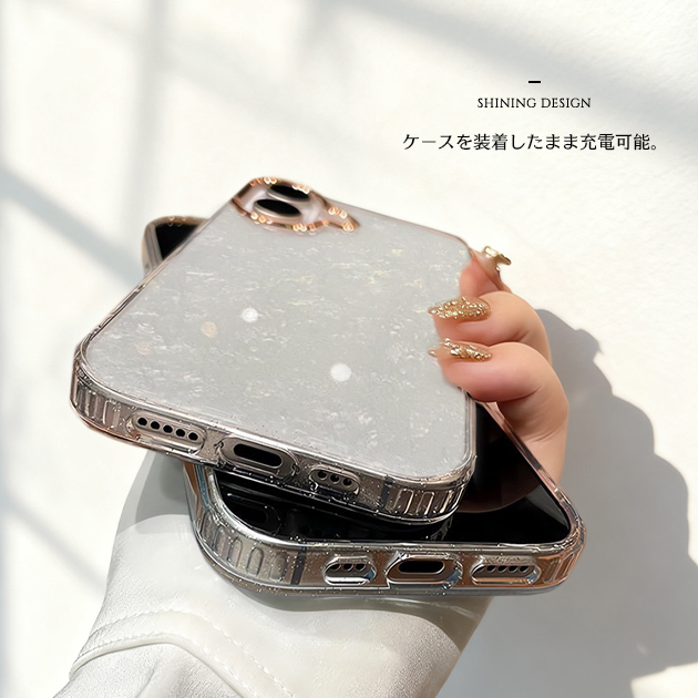 スマホケース キラキラ iPhone15 17 16e ケース クリア アイフォン14 SE3 カバー アイホン13 12 携帯ケース スマホ 11 iPhoneケース かわいい 透明 | Serein | 09