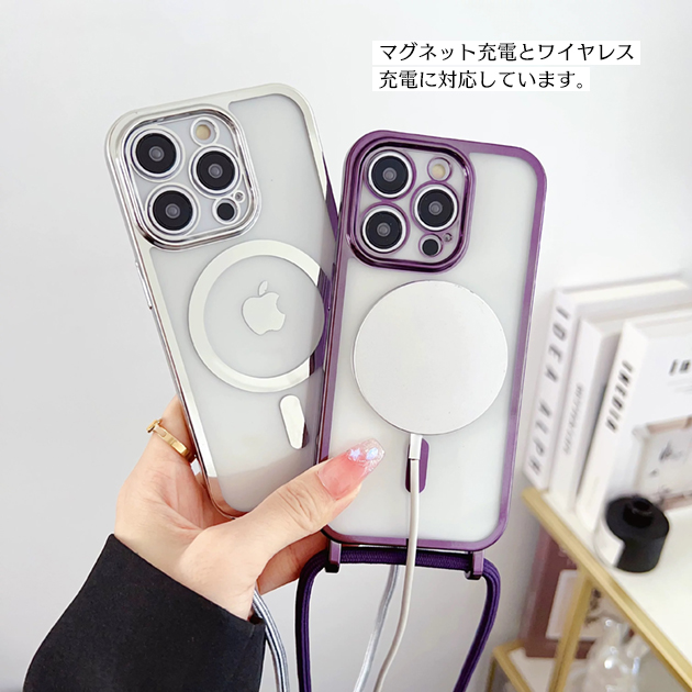 iPhone16e 15 17e 携帯ケース クリア ショルダー 紐 iPhone17 16 ケース MagSafe アイフォン14 スマホケース ストラップ アイホン13 12 SE3 11 カバー 関連画像5