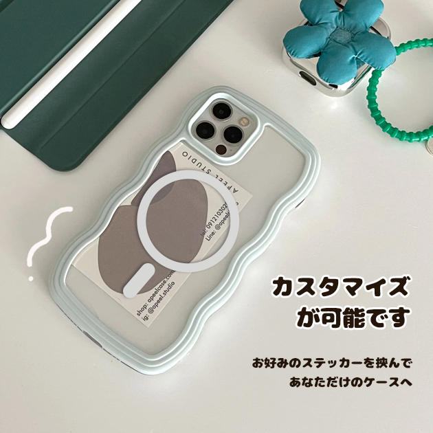 スマホケース iPhone15 16e 17e 携帯ケース iface型 MagSafe iPhone17 16 ケース クリア アイフォン18 透明 韓国 うねうね アイホン14 13 12 SE カバー | iPhone 15 Pro | 14