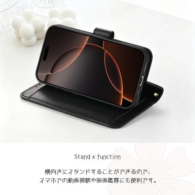 スマホケース iPhone15 16e 17e 携帯ケース 手帳型 ショルダー 革 iPhone17 16 ケース カード収納 背面 アイフォン18 花柄 アイホン14 13 12 SE カバー | iPhone 15 Pro | 12