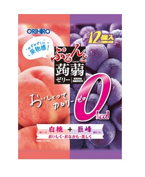 ぷるんと蒟蒻ゼリーカロリーゼロ白桃＋巨峰 18g×12個 オリヒロ【RH】｜sogo-e-shop