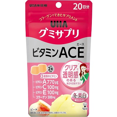 グミサプリ ビタミンACE 20日分(40粒) ピーチ味 UHA味覚糖 ユーハ味覚糖【PT】｜sogo-e-shop
