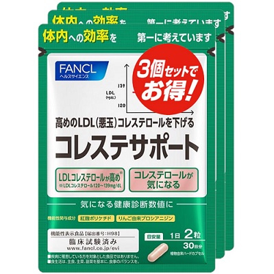 ファンケル FANCL コレステサポート 90日分(60粒×3袋) : 4908049589325