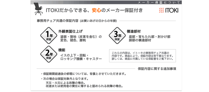 ボニートチェア 安心のメーカー保証内容
