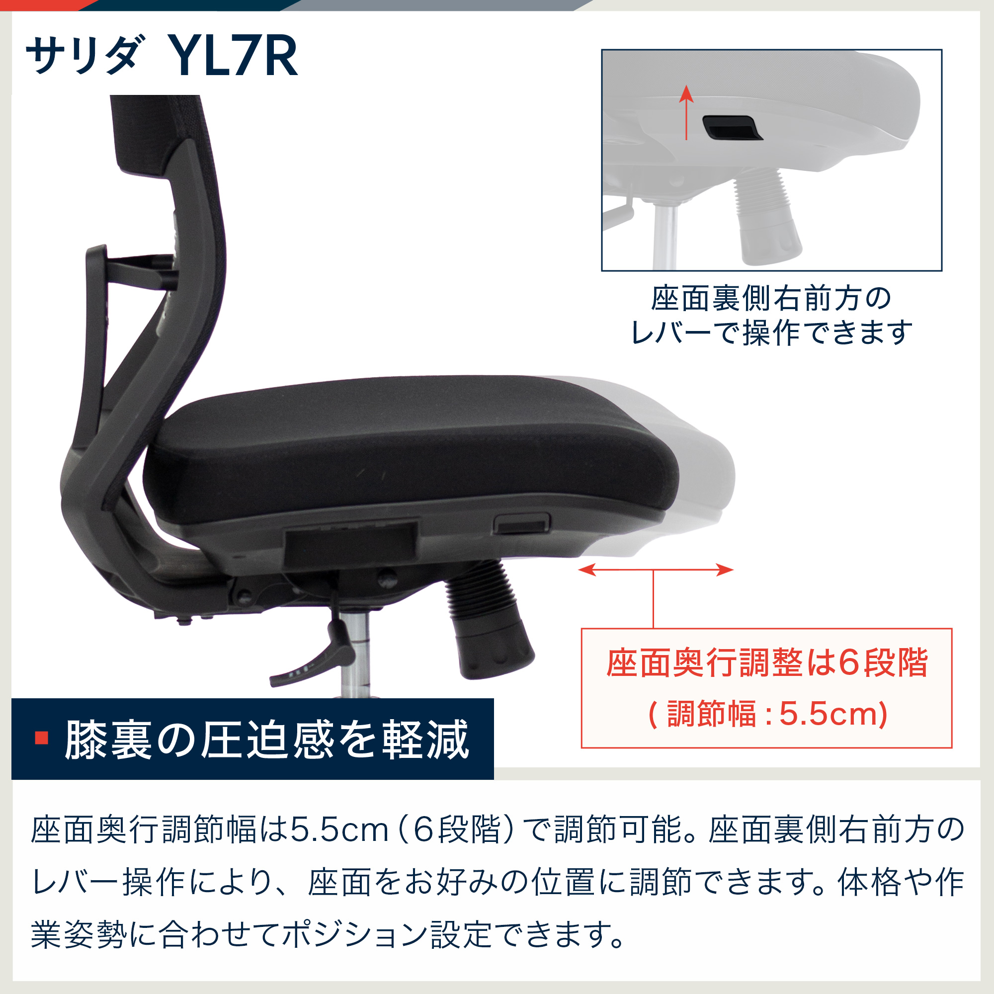 サリダ オフィスチェア イトーキ YL7R メッシュ 上下昇降 デスクチェア