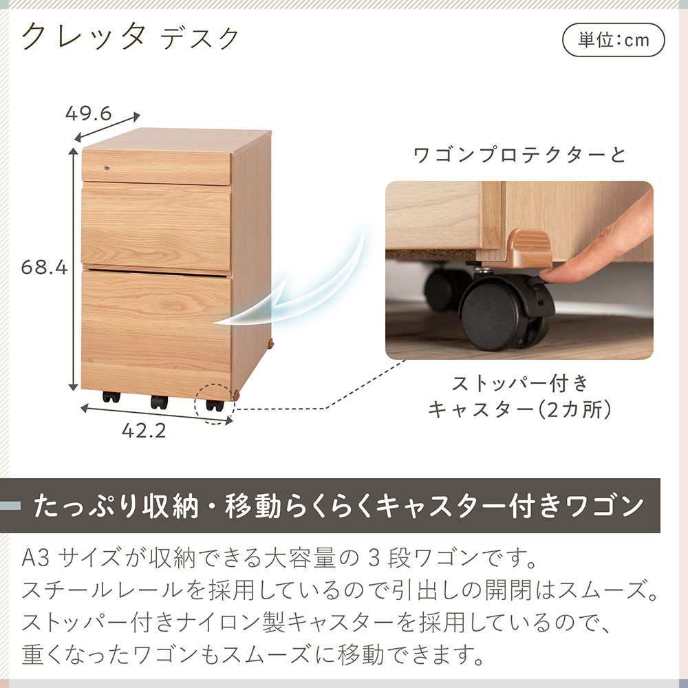 イトーキ クレッタ 引き出し型 ワゴン 収納 ITOKICretta CT-WN-7NA 片付け おかたづけ 学習机 勉強机 キャビネット 子供 子ども 小学生 中学生 | Cretta | 02