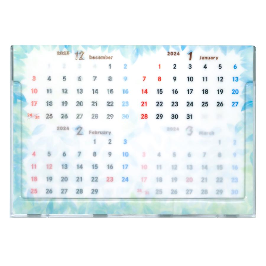 2024年透けるカレンダー トレーシングペーパー 卓上タイプ 4ヶ月表示 ボタニカル リーフ柄｜sokana｜03