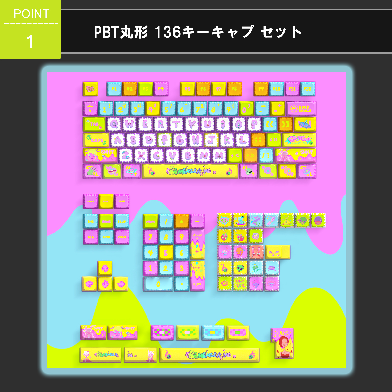 CREATIVE UNIVERS 136鍵 キーキャップ ゲーミングキーキャップ PBT