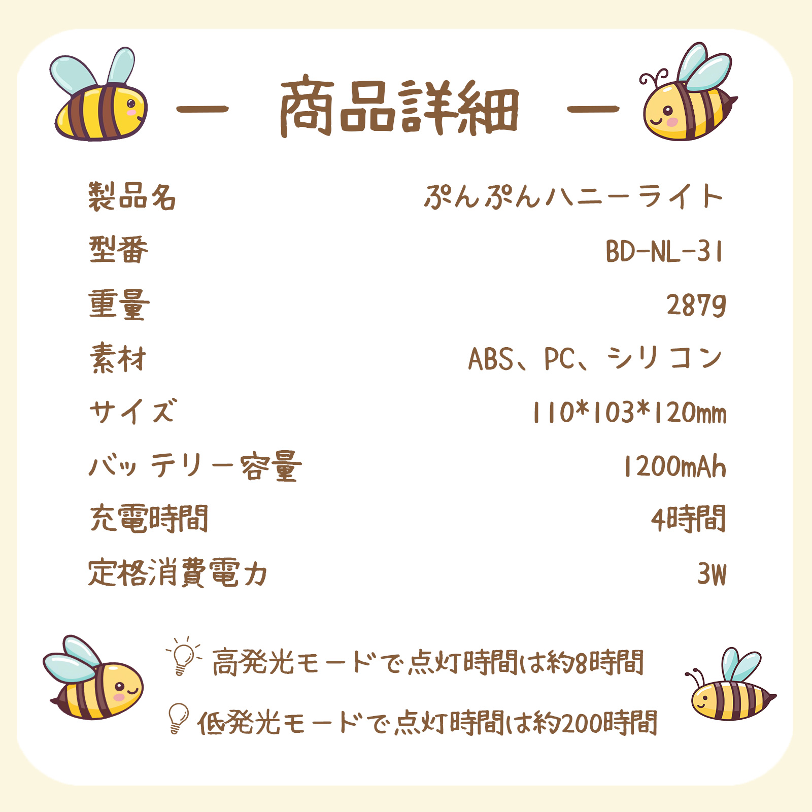 ハチ型ナイトライト
